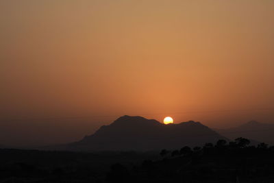 Silhouette of mountains at sunset