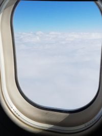 View of cloudscape from airplane window