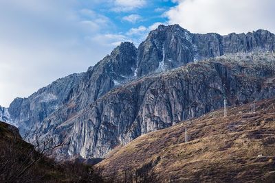 Scenic view of mountain range against sky