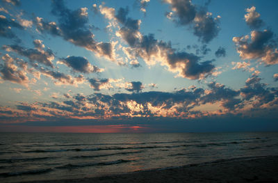 Scenic view of sea against sky during sunset