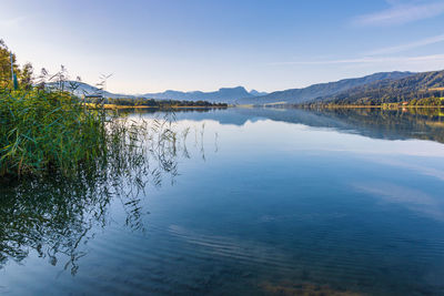 Scenic view of lake against sky