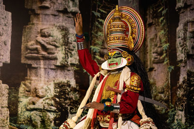 Dancers in indian theatre, kerala, india. 