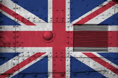 Full frame shot of metal uk flag