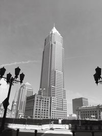 Low angle view of modern buildings against sky