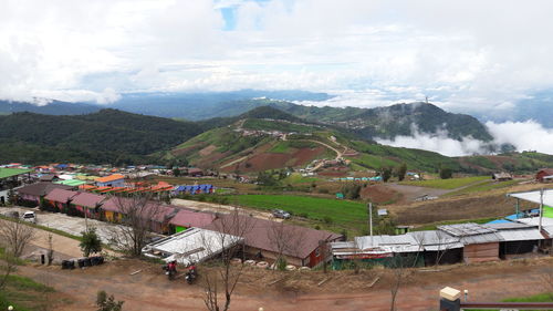High angle view of landscape against sky