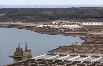 Scenery around salinas de janubio at lanzarote, part of the canary islands
