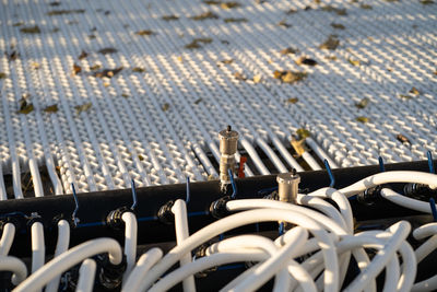 Urban ice rink piping system. preparation of icy surface for winter activity, outdoor hockey