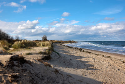 Scenic view of beach against sky