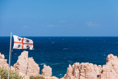 Scenic view of sea against blue sky