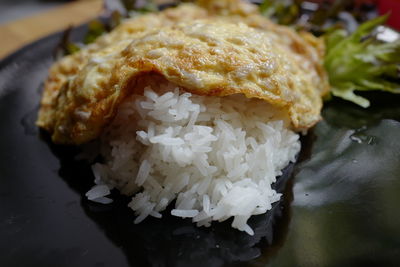 High angle view of food in plate