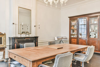 Empty chairs and table at home