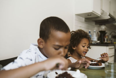 Boys having cake