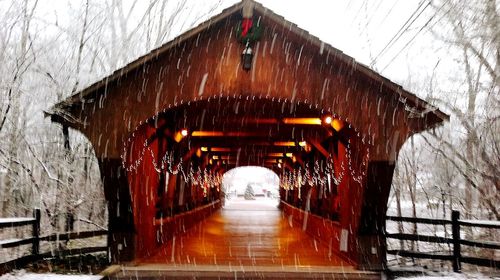 Footbridge in snow during winter