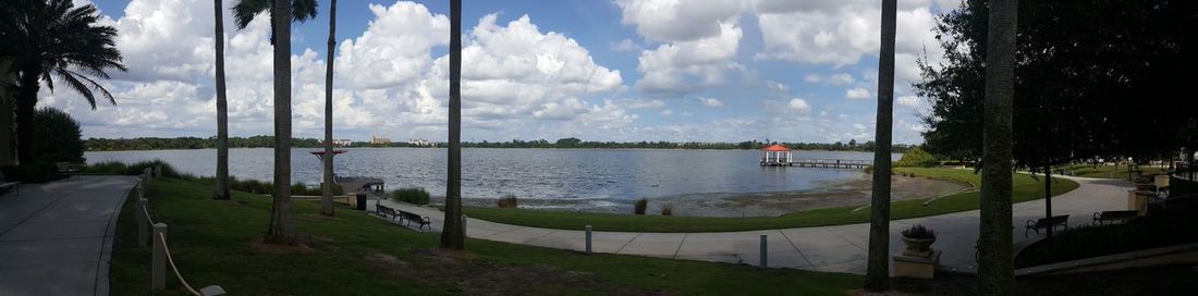 Panoramic view of lake against sky