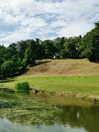 Scenic view of lake against sky