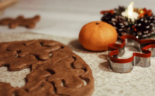 Close-up of cookies on table