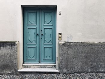 Closed door of building