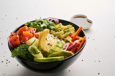 High angle view of salad in bowl