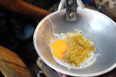 High angle view of kerak telor