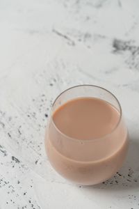 High angle view of tea cup on table