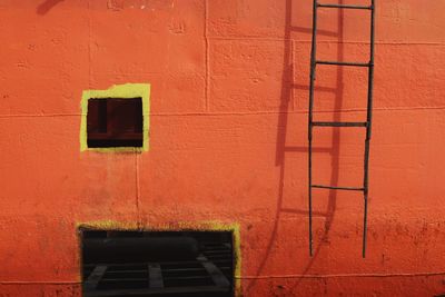 Window on brick wall of building