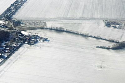 High angle view of trees during winter