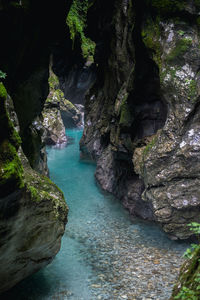 Tolmin gorges amidst rocky cliffs at triglav national park