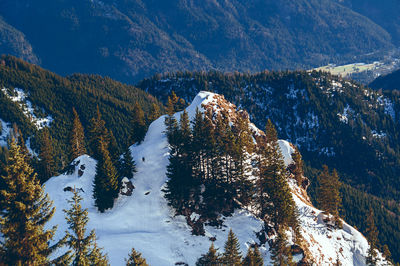 High angle view of snow covered landscape