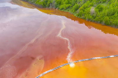 High angle view of surf on shore