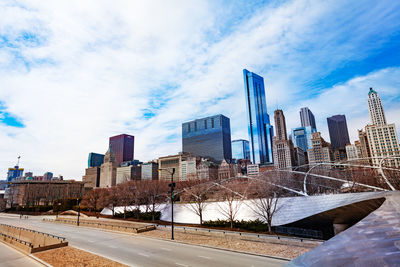 Modern buildings against sky in city