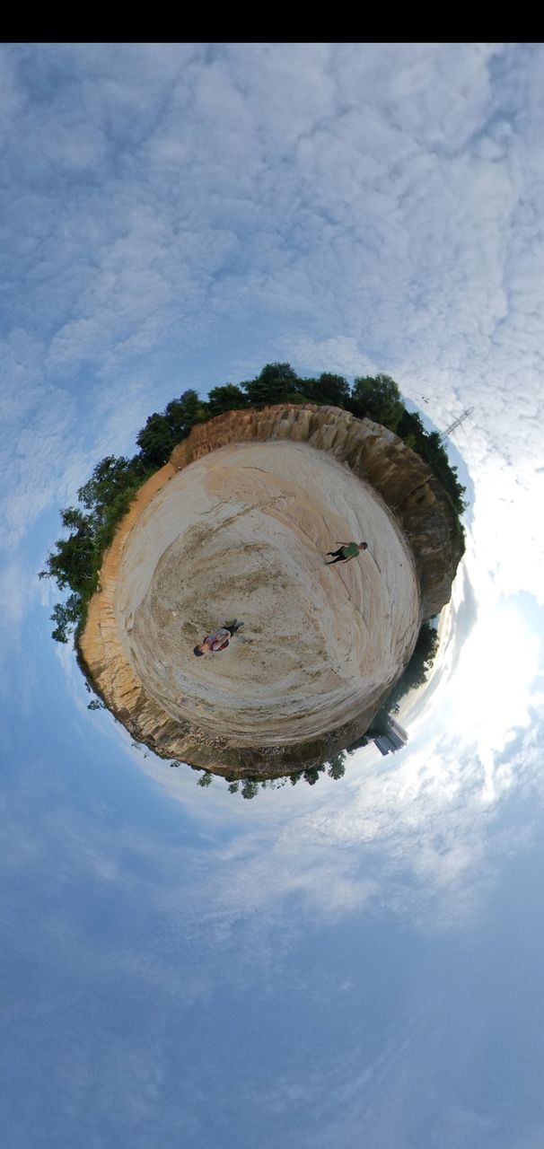 reflection, circle, nature, sky, cloud, geometric shape, no people, water, fisheye lens, day, outdoors, blue, earth, shape, architecture, tree