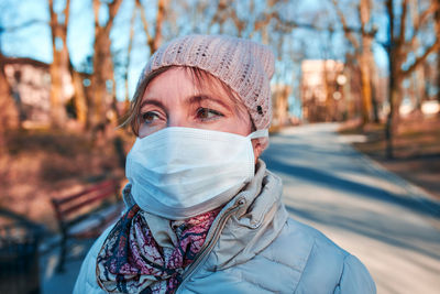 Portrait of woman in winter