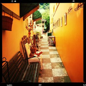 Empty alley with buildings in background