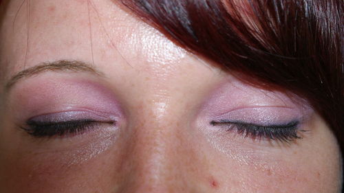 Close-up of woman with eyeshadow