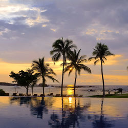 Scenic view of sea at sunset