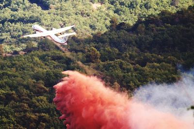 High angle view of airplane on mountain