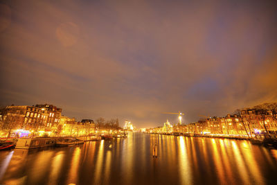 Illuminated city lit up at night