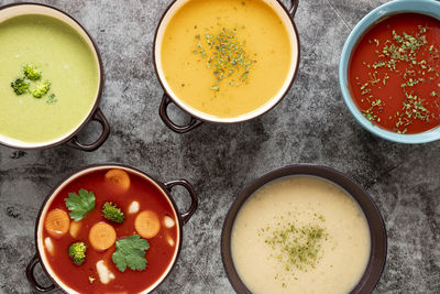 High angle view of food on table