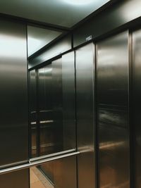 Interior of elevator with reflection