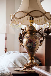 Detail image of antique luxury bed and furnitures, bed room interior design and decor