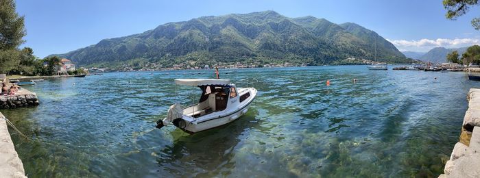 Scenic view of sea against mountain