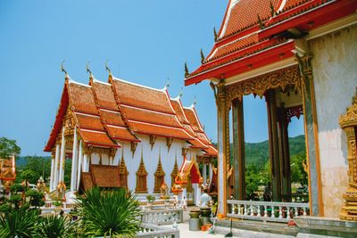 View of temple building against clear sky