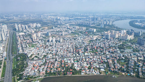 Landmark 81. ho chi minh city. vietnam,  aerial view of cityscape against sky