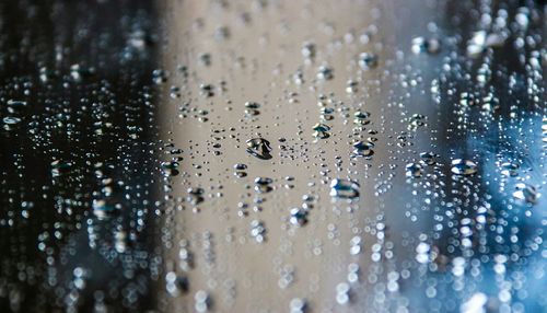 Close-up of water drops on window