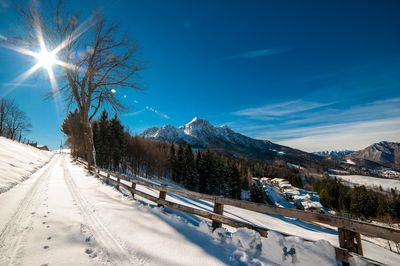 Mountain village after a snowfall