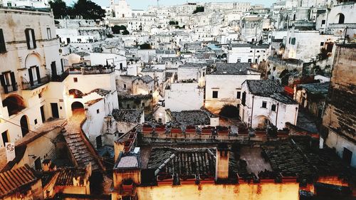 High angle view of buildings in city