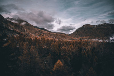 Scenic view of mountains against sky