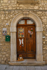 The door of an old house in trivento, a village in the molise region of italy.