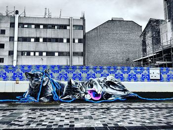 Graffiti on wall of building against sky