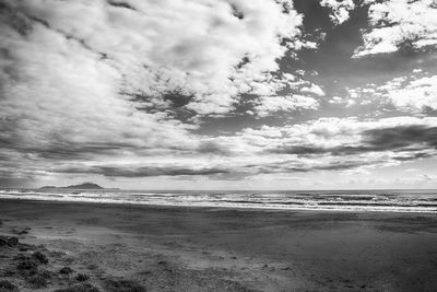 Scenic view of beach against sky